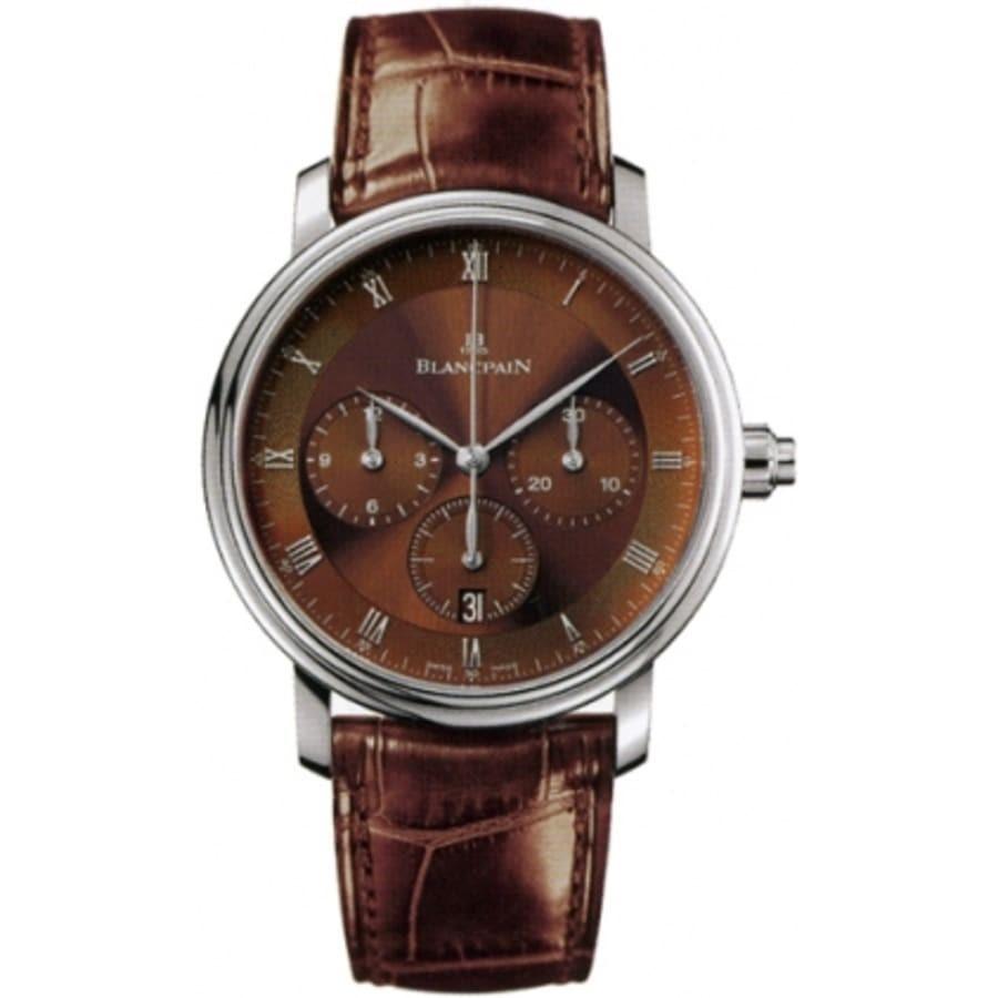 Blancpain Men's 6185-1546-55B Villeret  Chronograph Brown Leather Watch