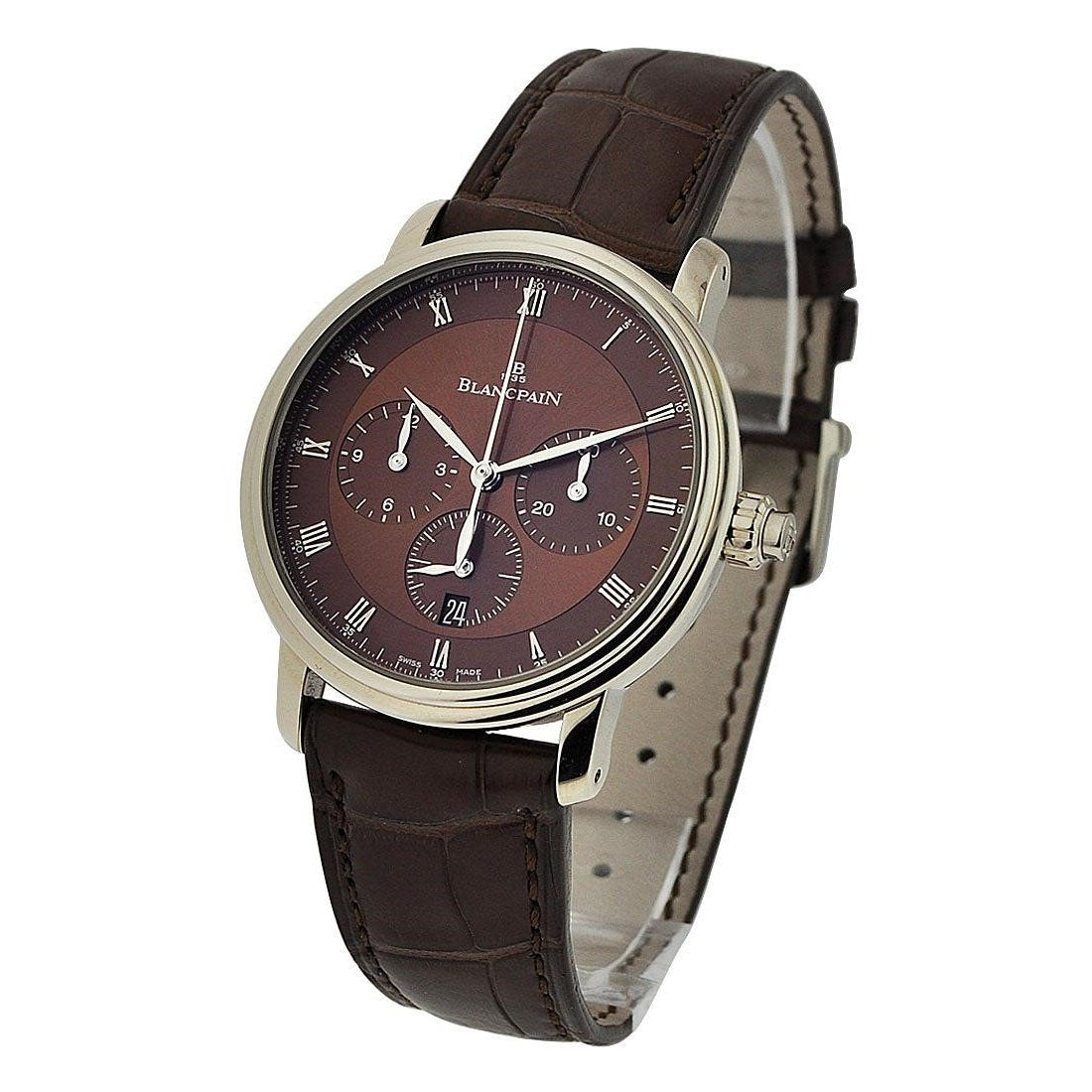 Blancpain Men's 6185-1546-55 Villeret  Chronograph Brown Leather Watch