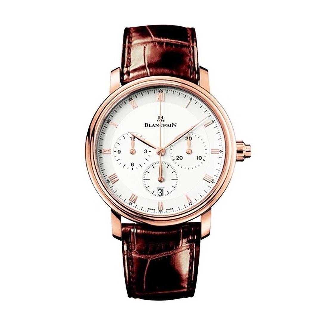 Blancpain Men's 6185-3642-55 Villeret  Chronograph Brown Leather Watch