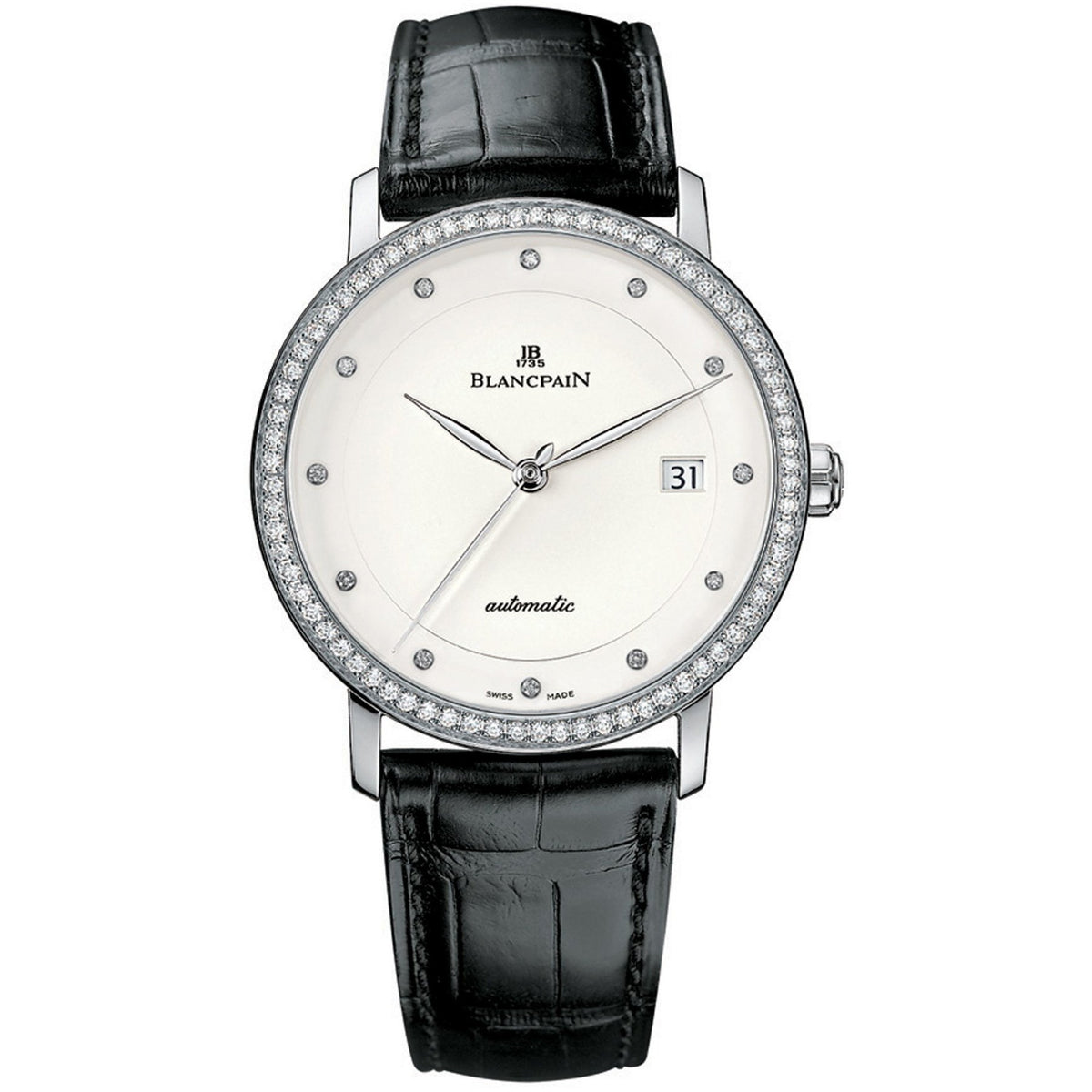Blancpain Men's 6223-1987-55B Villeret Ultra Slim Diamond Black Leather Watch