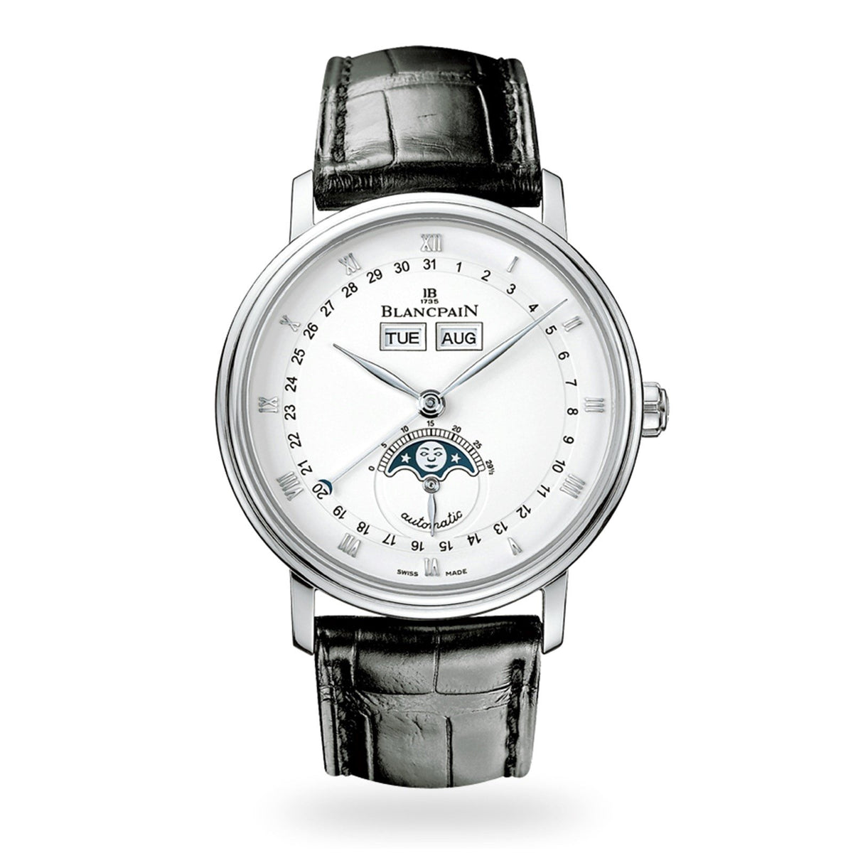 Blancpain Men's 6263-1127-55B Quantieme Complet Black Leather Watch