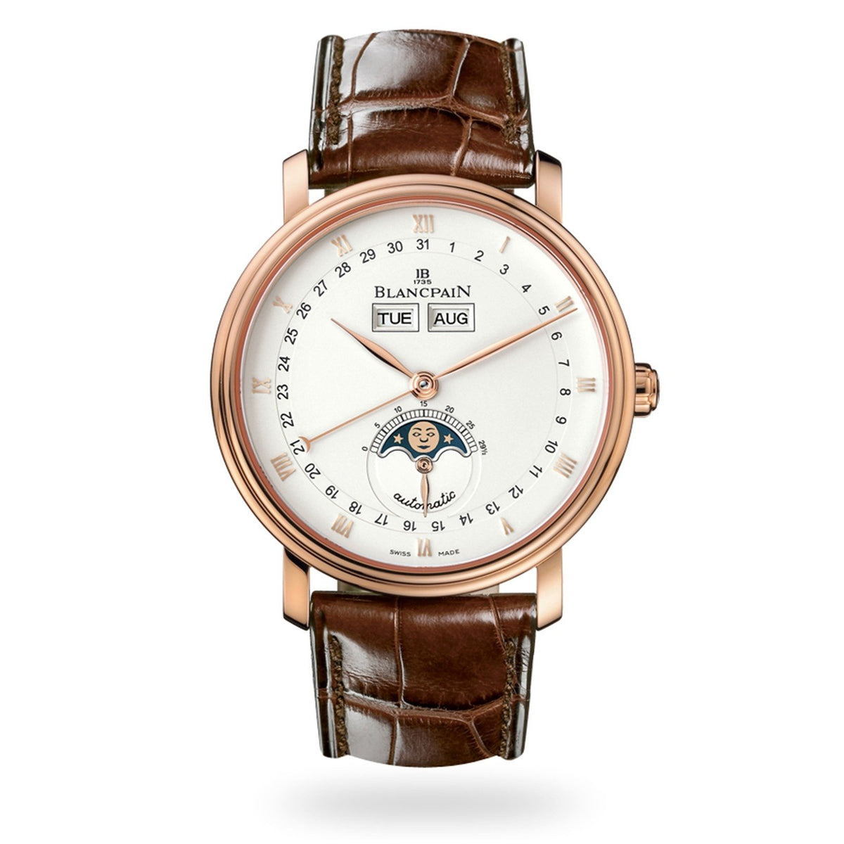 Blancpain Men's 6263-3642-55B Villeret Moonphase Brown Leather Watch