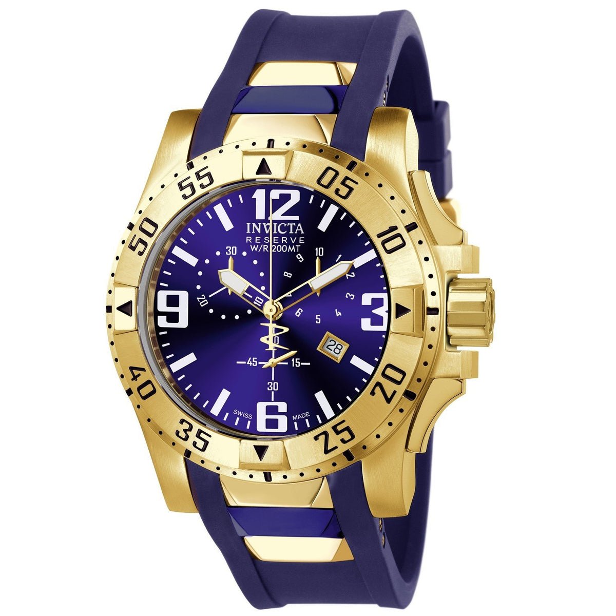 Invicta Men&#39;s 6266 Excursion Reserve Chronograph Blue and Gold-tone Inserts Polyurethane Watch
