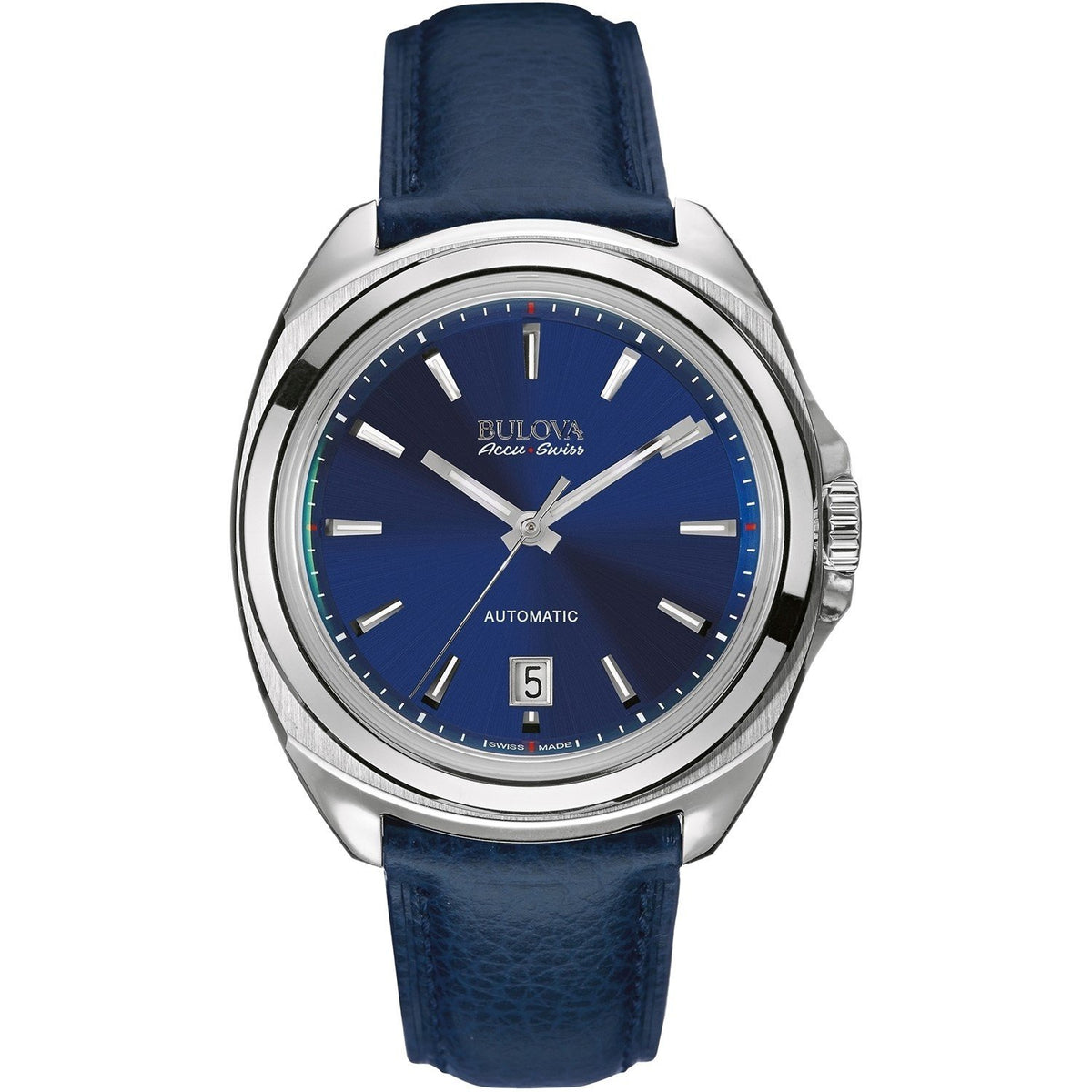 Bulova Men&#39;s 63B185 Accu Swiss Blue Leather Watch