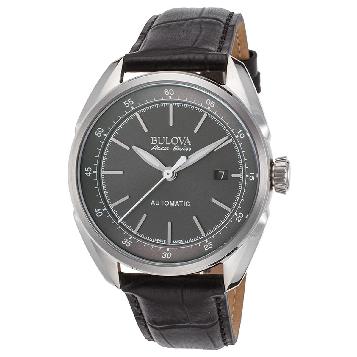 Bulova Men&#39;s 63B188 Tellaro Automatic Black Leather Watch
