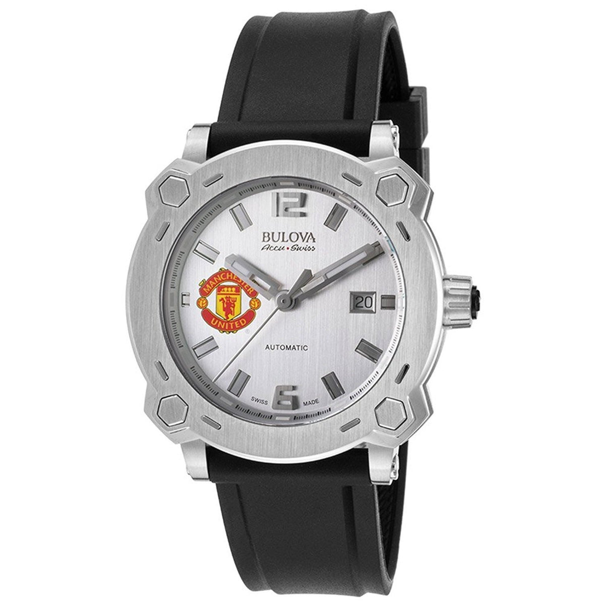 Bulova Men&#39;s 63B195 Percheron Manchester United Automatic Black Rubber Watch