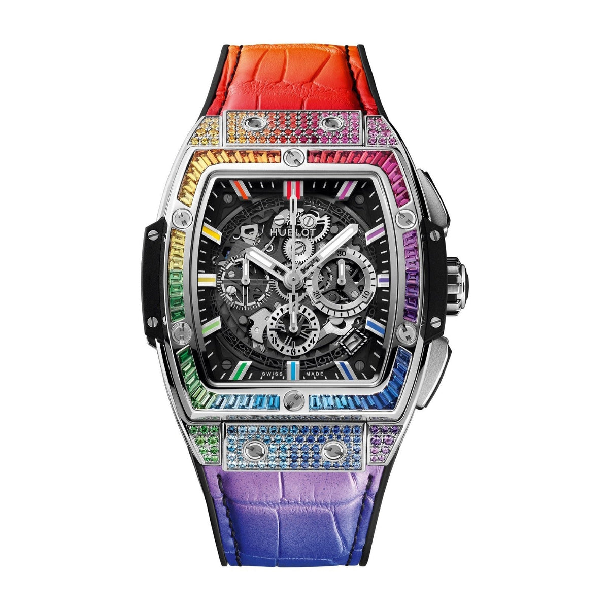 Hublot Men's 641.NX.0117.LR.0999 Spirit of Big Bang Chronograph Multi-color Rubber and Leather Watch