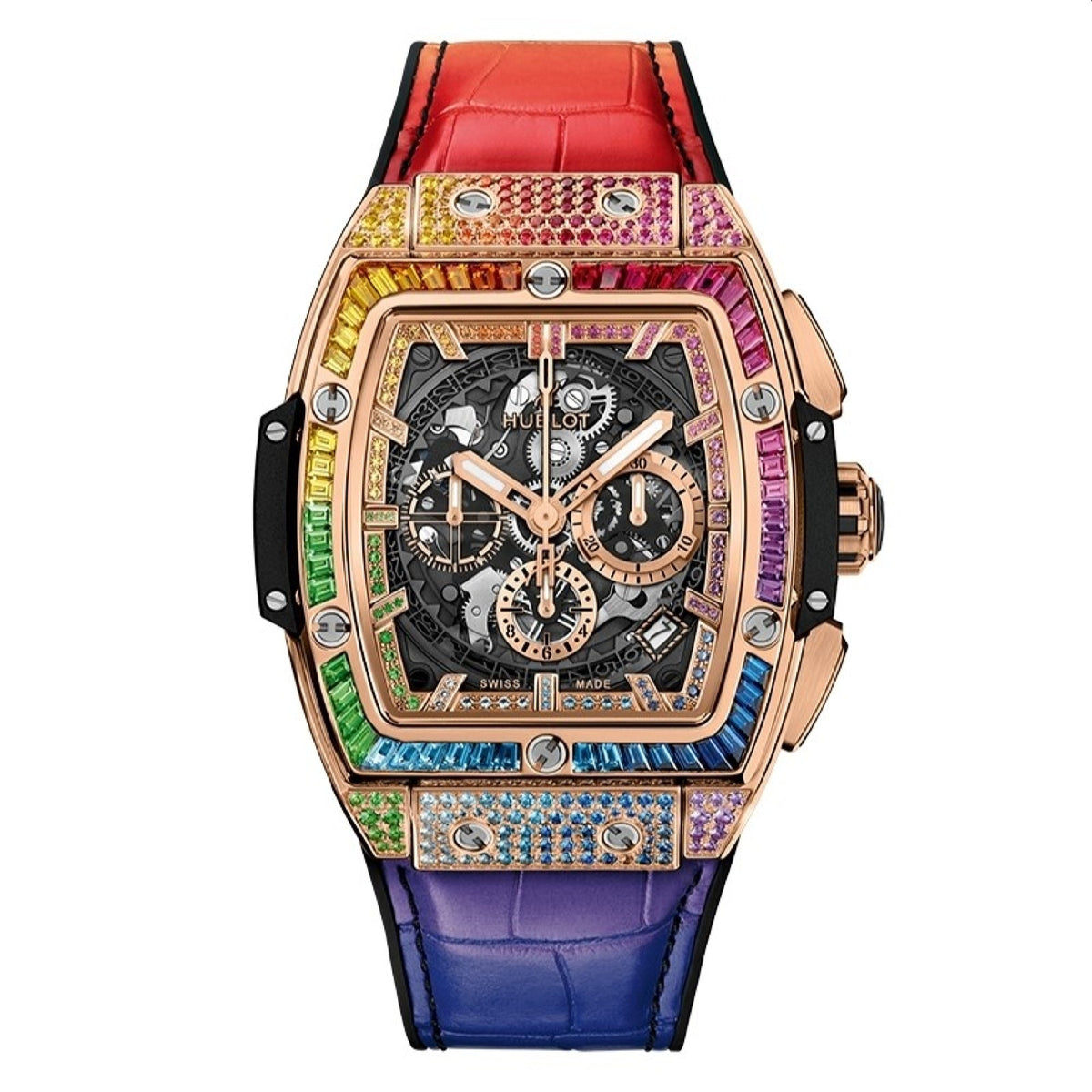Hublot Men's 641.OX.0110.LR.0999 Spirit of Big Bang Chronograph Multi-color Rubber and Leather Watch
