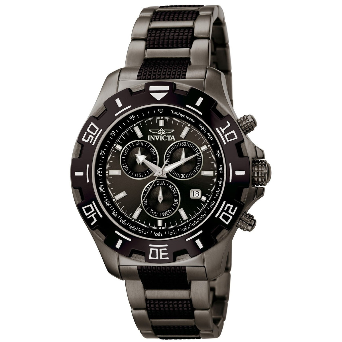 Invicta Men&#39;s 6412 Specialty Chronograph Black and Gunmetal Stainless Steel Watch
