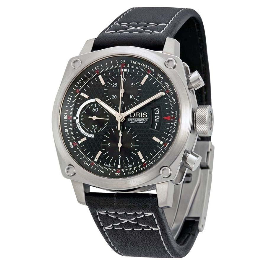 Oris Men's 64976324164LS BC4 Der Meisterflieger Chronograph Automatic Black Leather Watch