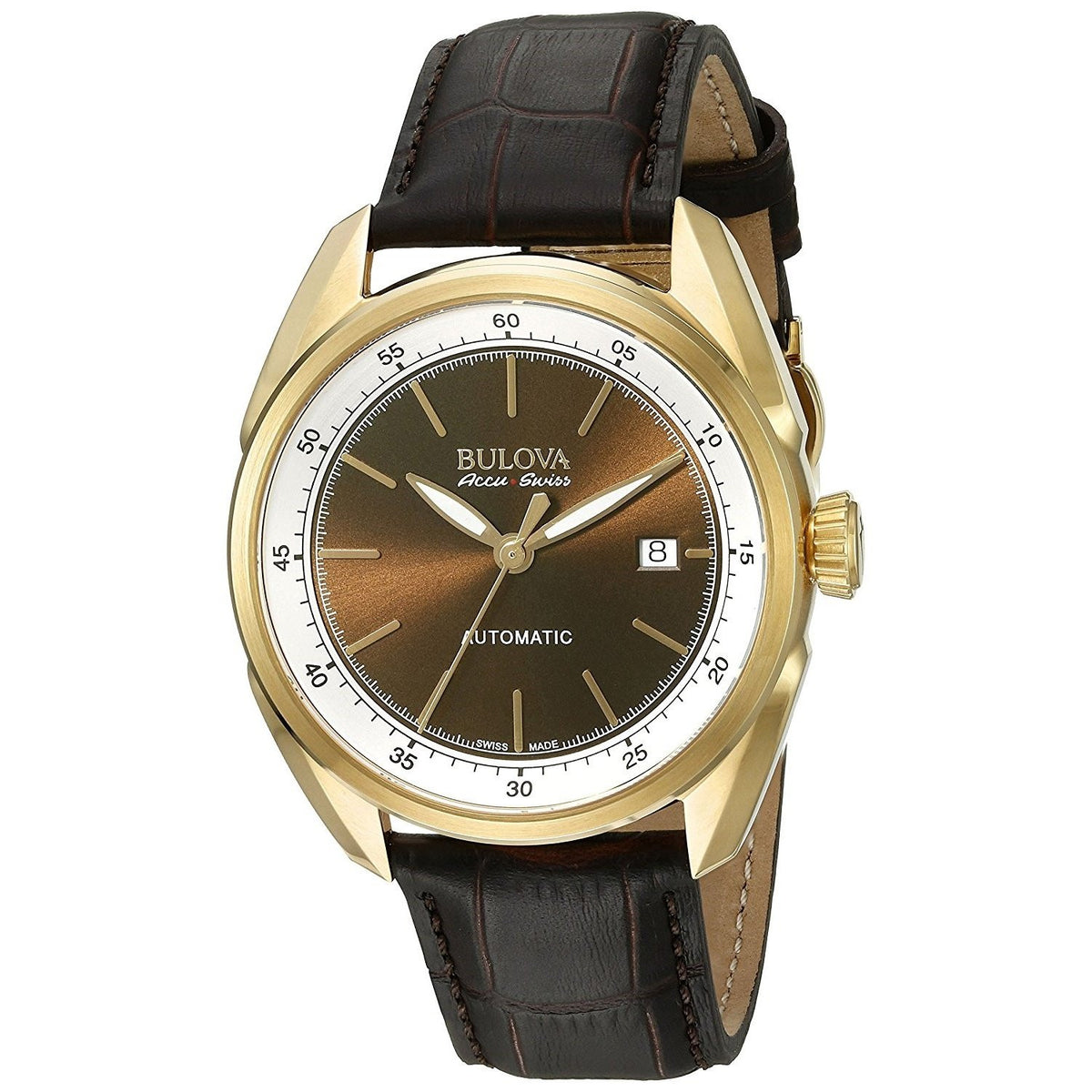 Bulova Men&#39;s 64B127 Tellaro Automatic Brown Leather Watch