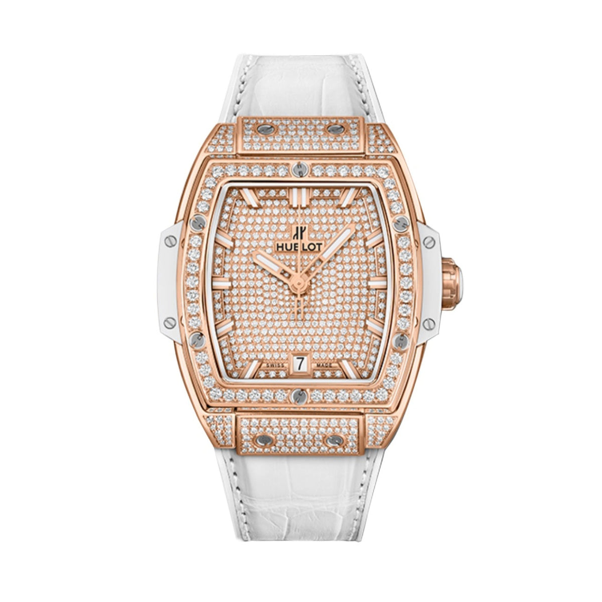 Hublot Women's 665.OE.9010.LR.1604 Spirit of Big Bang Diamonds White Leather Watch