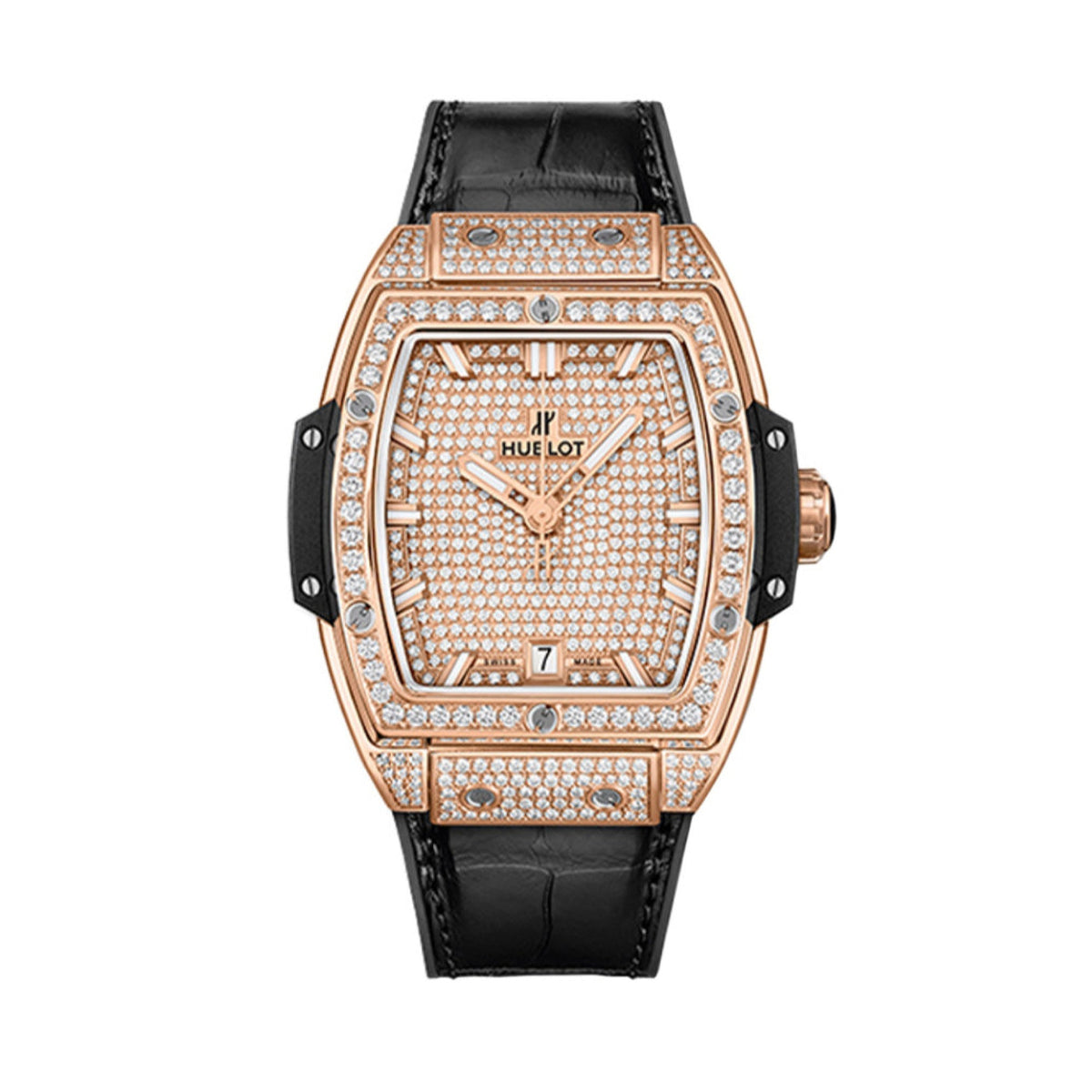 Hublot Women's 665.OX.9010.LR.1604 Spirit of Big Bang Diamonds Black Leather Watch