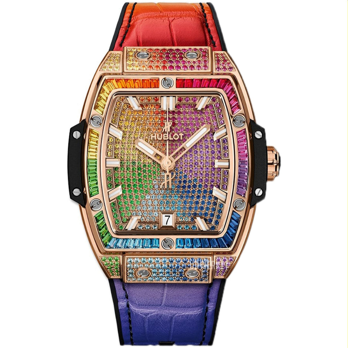 Hublot Unisex 665.OX.9910.LR.0999 Spirit of Big Bang Diamonds Multi-color Leather Watch