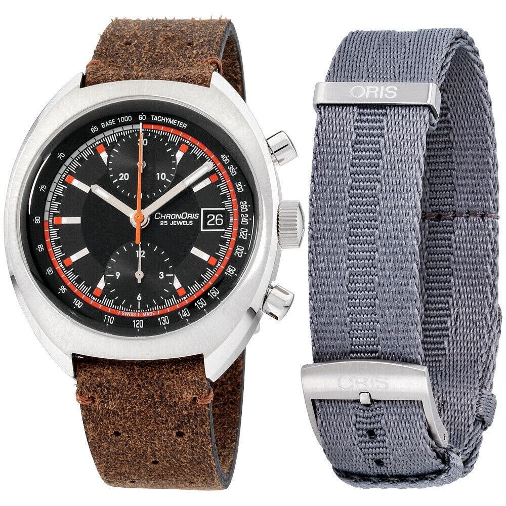Oris Men's 67377394034LSBRNSET Chronoris Chronograph Brown Leather Watch