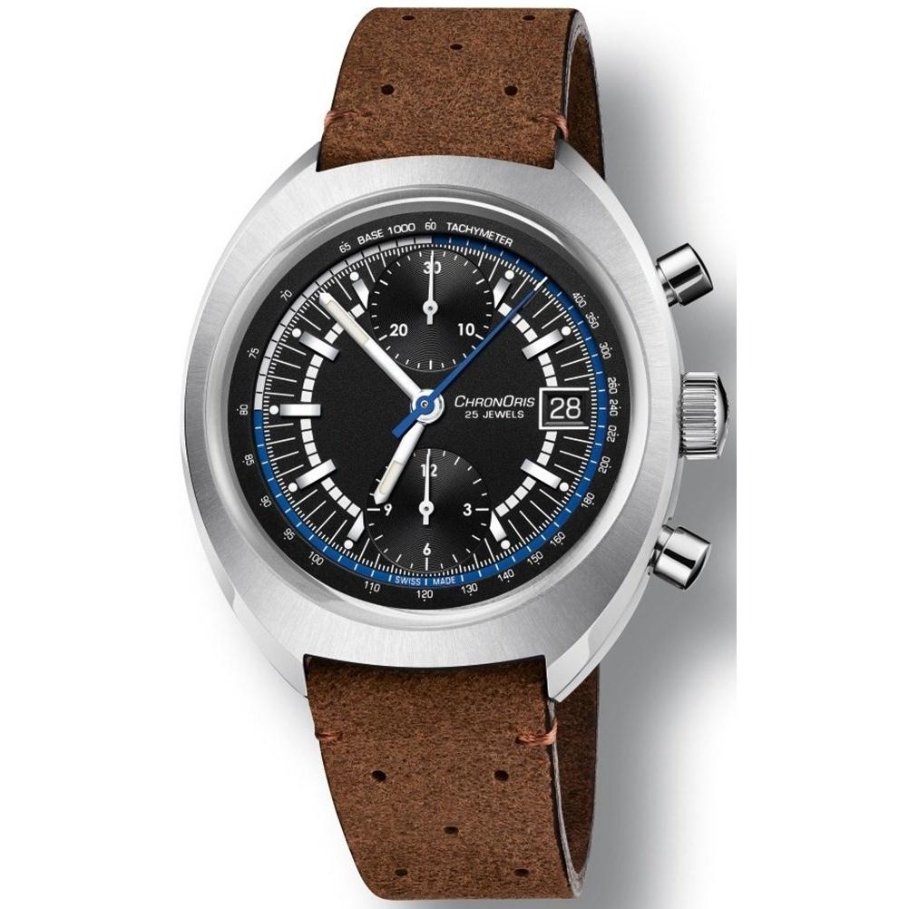 Oris Men&#39;s 67377394084LSBRN Chronoris Chronograph Brown Leather Watch