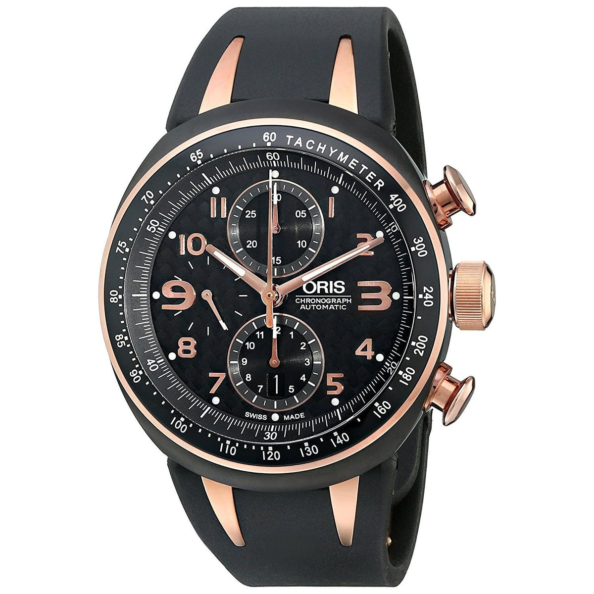Oris Men&#39;s 67475877764RS TT3 Automatic Chronograph Black Rubber Watch