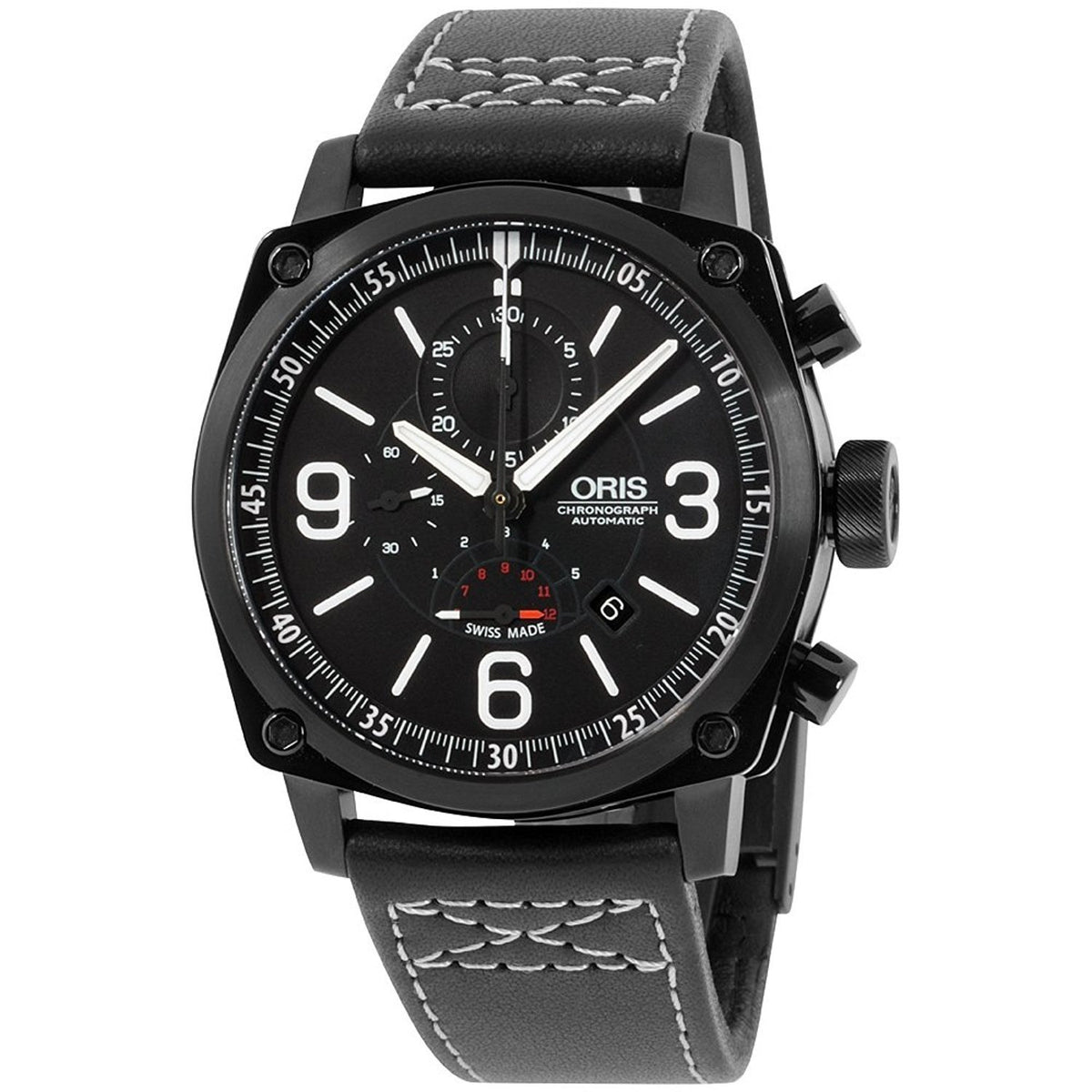 Oris Men&#39;s 67476334794LS BC4 Chronograph Automatic Black Leather Watch
