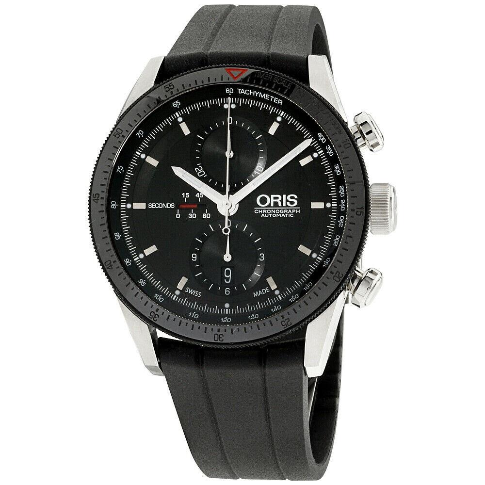 Oris Men&#39;s 67476614434RS Artix Chronograph Black Silicone Watch