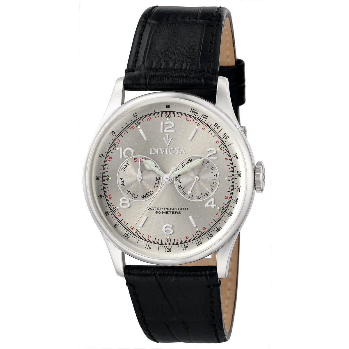 Invicta Men's 6749 Vintage Multi-Function  Black Leather Watch
