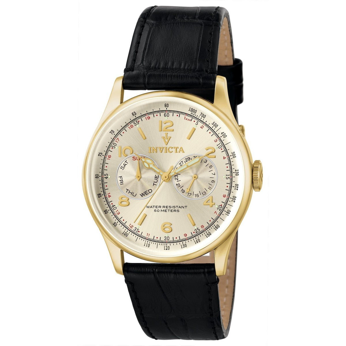 Invicta Men's 6750 Vintage Multi-Function  Black Leather Watch
