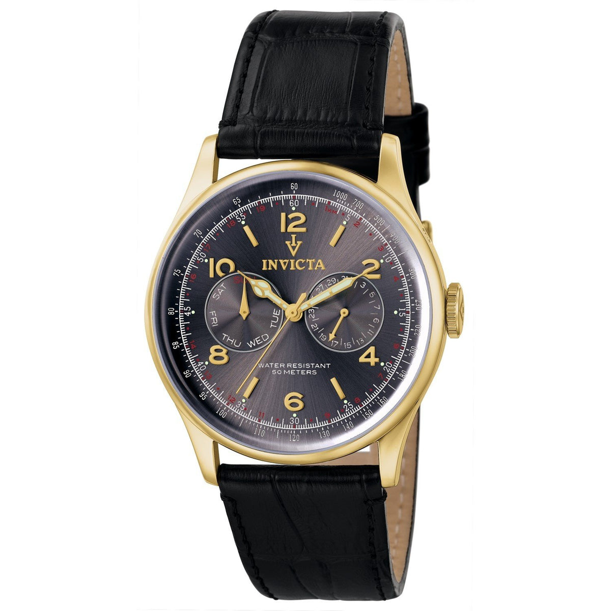 Invicta Men's 6751 Vintage Multi-Function Black Leather Watch