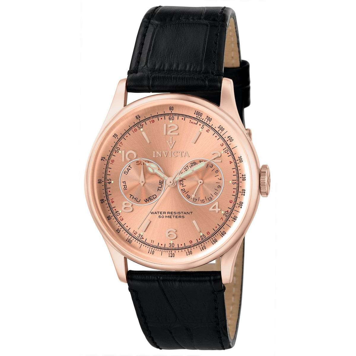 Invicta Men's 6752 Vintage Multi-Function  Black Leather Watch