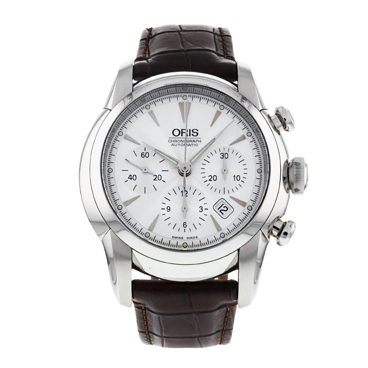 Oris  Men's 676-7547-4051LS Artelier Chronograph Chronograph Brown Leather Watch