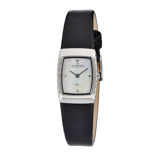 Skagen Women's 684XSSLB1 Crystal Black Leather Watch