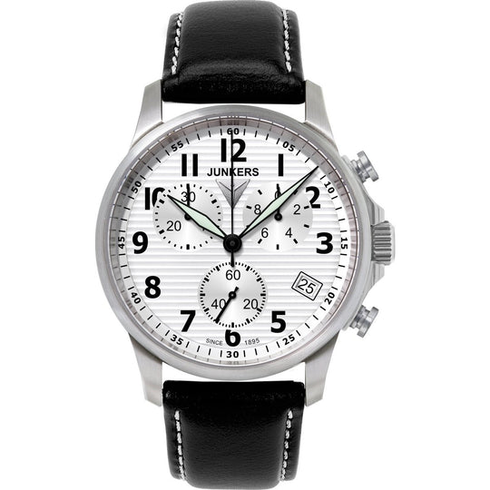 Junkers Men's 6890-1 Chronograph Black Leather Watch