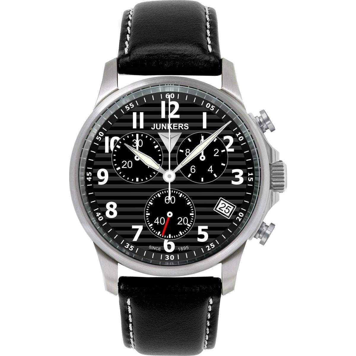 Junkers Men&#39;s 6890-2 Chronograph Black Leather Watch