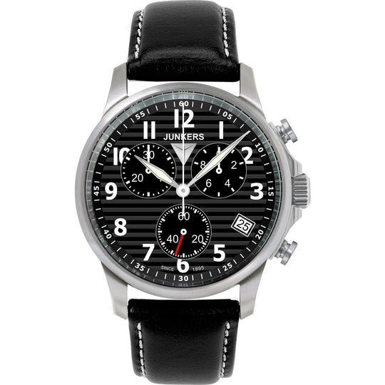 Junkers Men's 6890-2 Chronograph Black Leather Watch