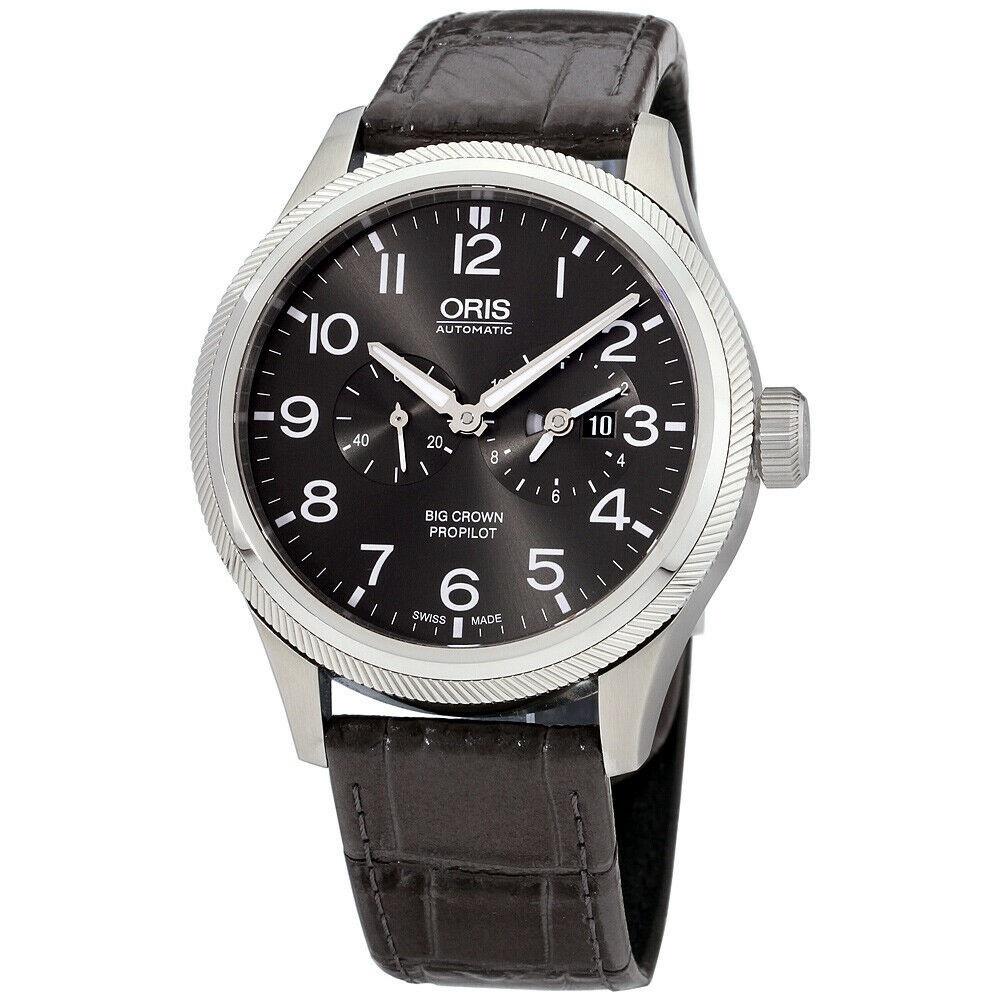 Oris Men&#39;s 69077354063LSLTGRY Big Crown ProPilot Chronograph Grey Leather Watch