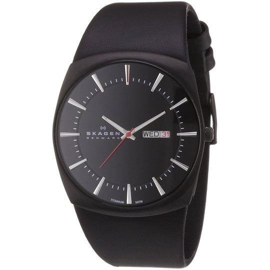Skagen Men's 696XLTBLB Black Leather Watch