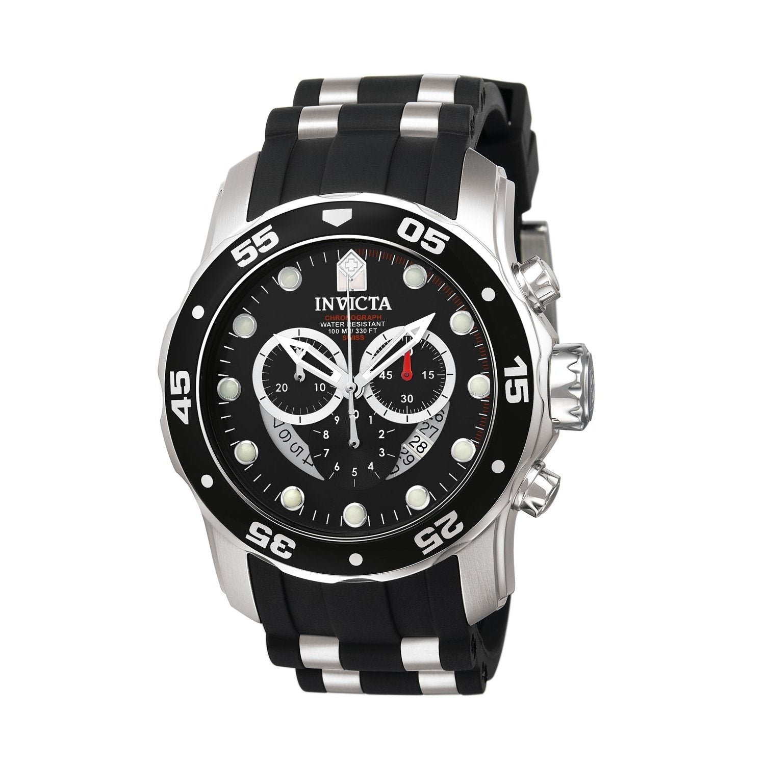 Invicta Men s 6977 Pro Diver Scuba Chronograph Black and Silver
