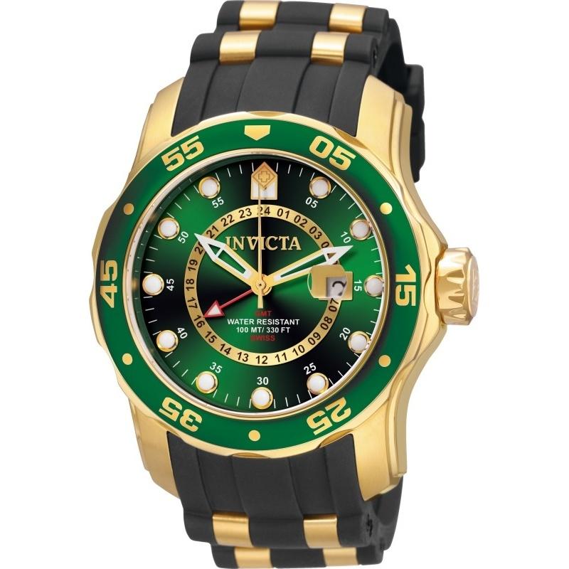 Invicta Men&#39;s 6994 Pro Diver Diver GMT  Black and Gold-Tone Inserts Polyurethane and Stainless Steel Watch