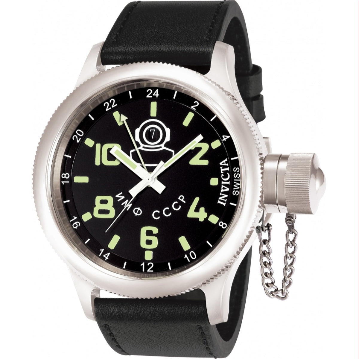 Invicta Men's 7002 Russian Diver Black Leather Watch