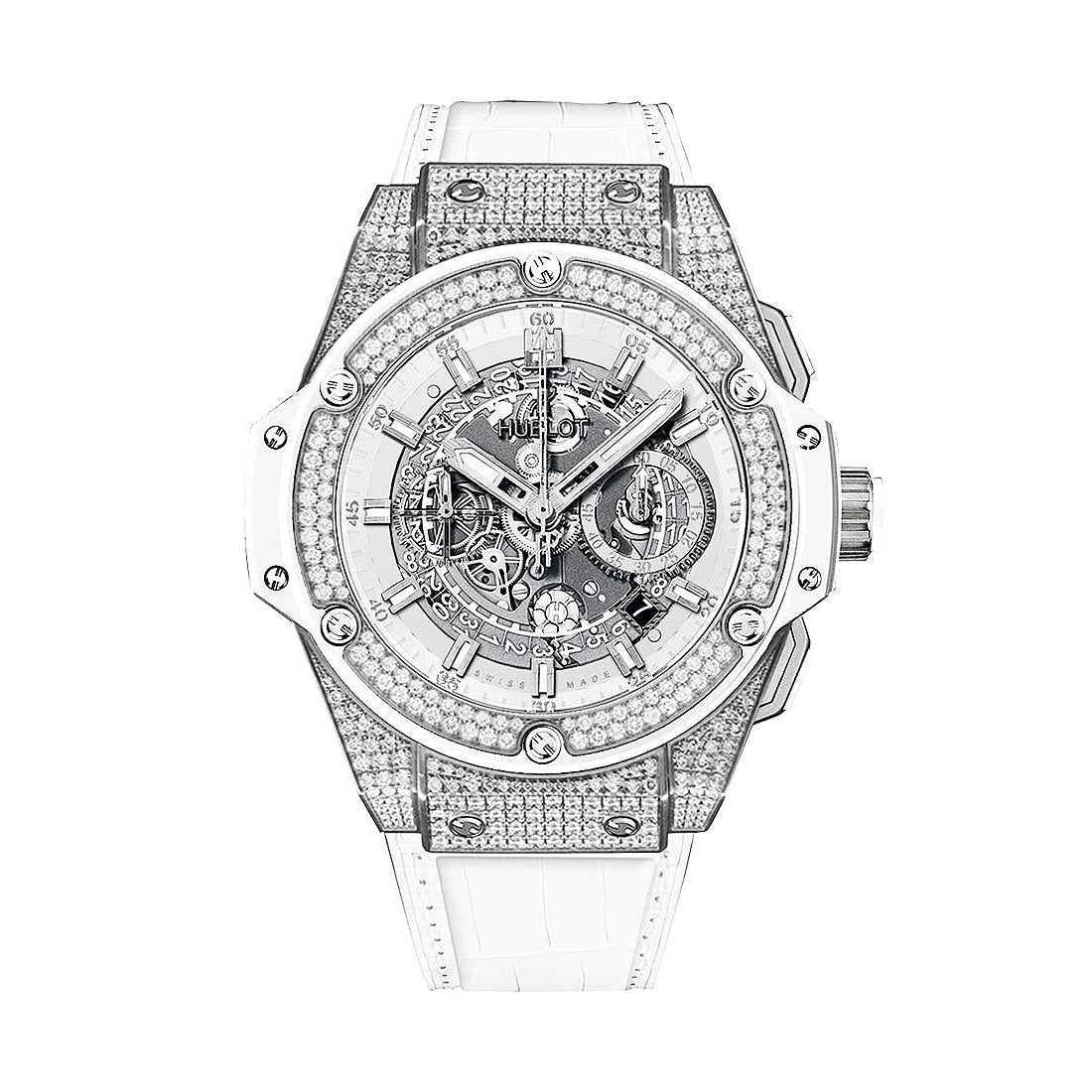 Hublot Men's 701.NE.0127.GR.1704 King Power Unico Chronograph White Leather Watch