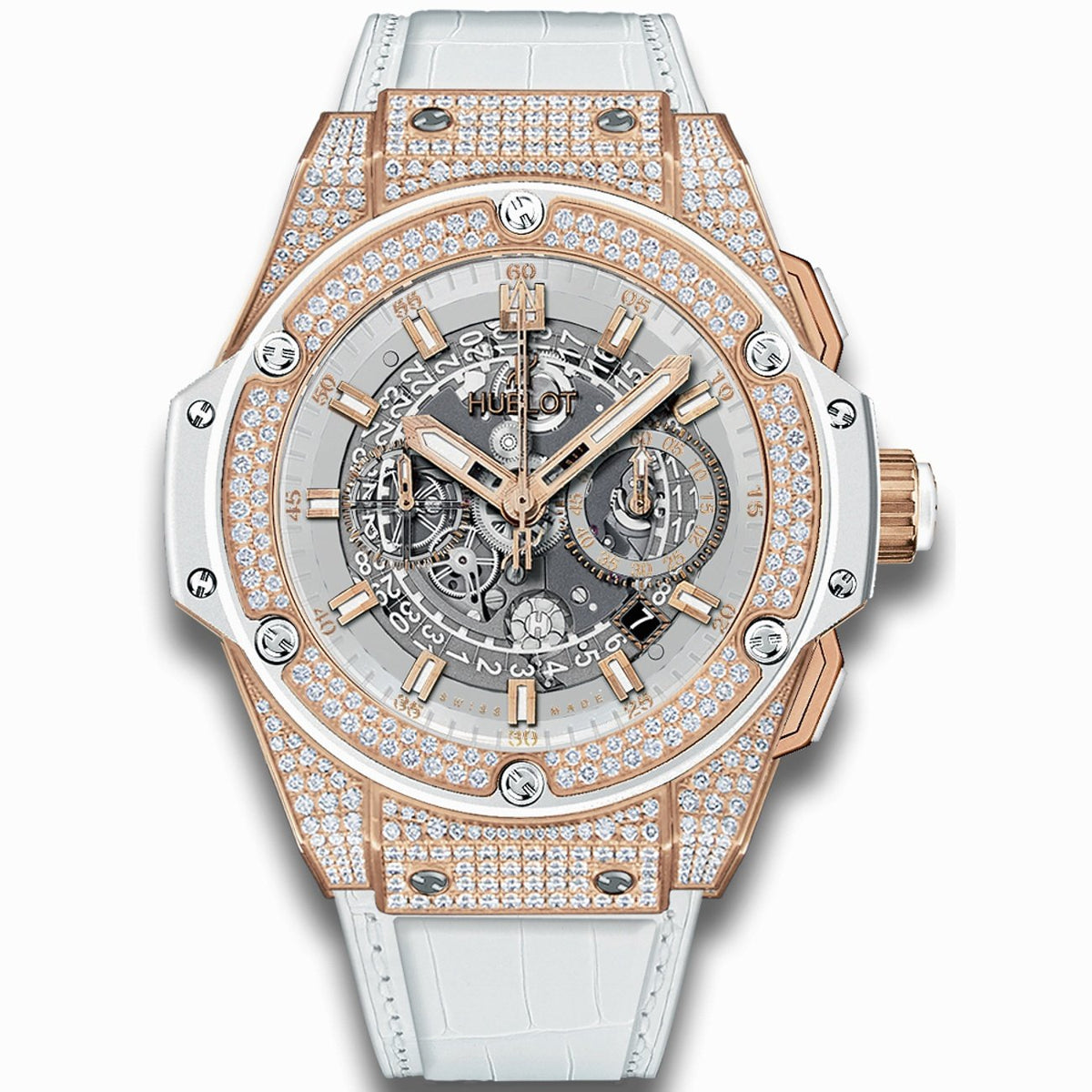 Hublot Men's 701.OE.0128.GR.1704 King Power Unico Chronograph White Leather Watch