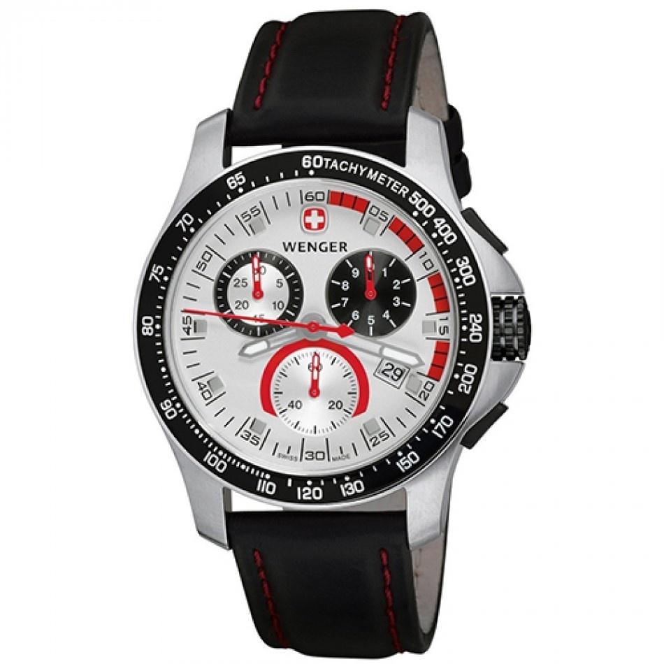 Wenger Men&#39;s 70791 Battalion Chronograph Black Leather Watch