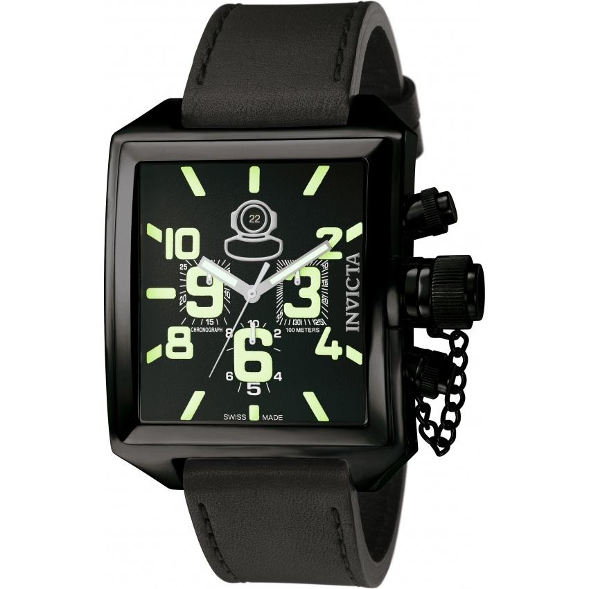 Invicta Men's 7185 Russian Diver Chronograph Black Leather Watch