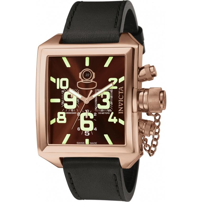 Invicta Men's 7186 Russian Diver Chronograph Black Leather Watch
