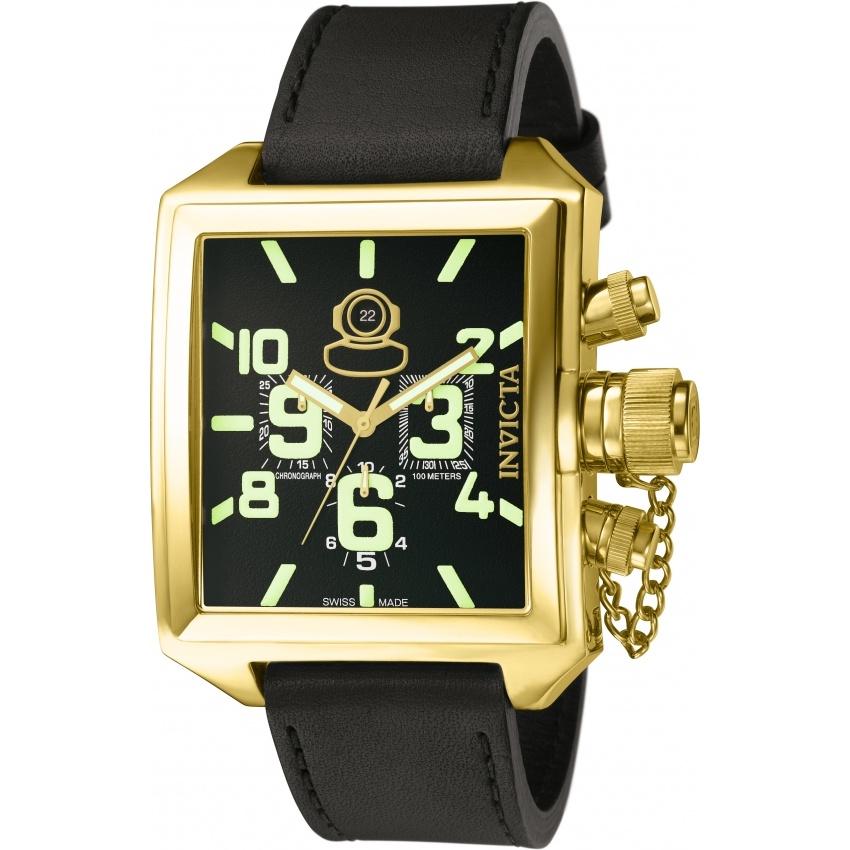 Invicta Men's 7187 Russian Diver Chronograph Black Leather Watch