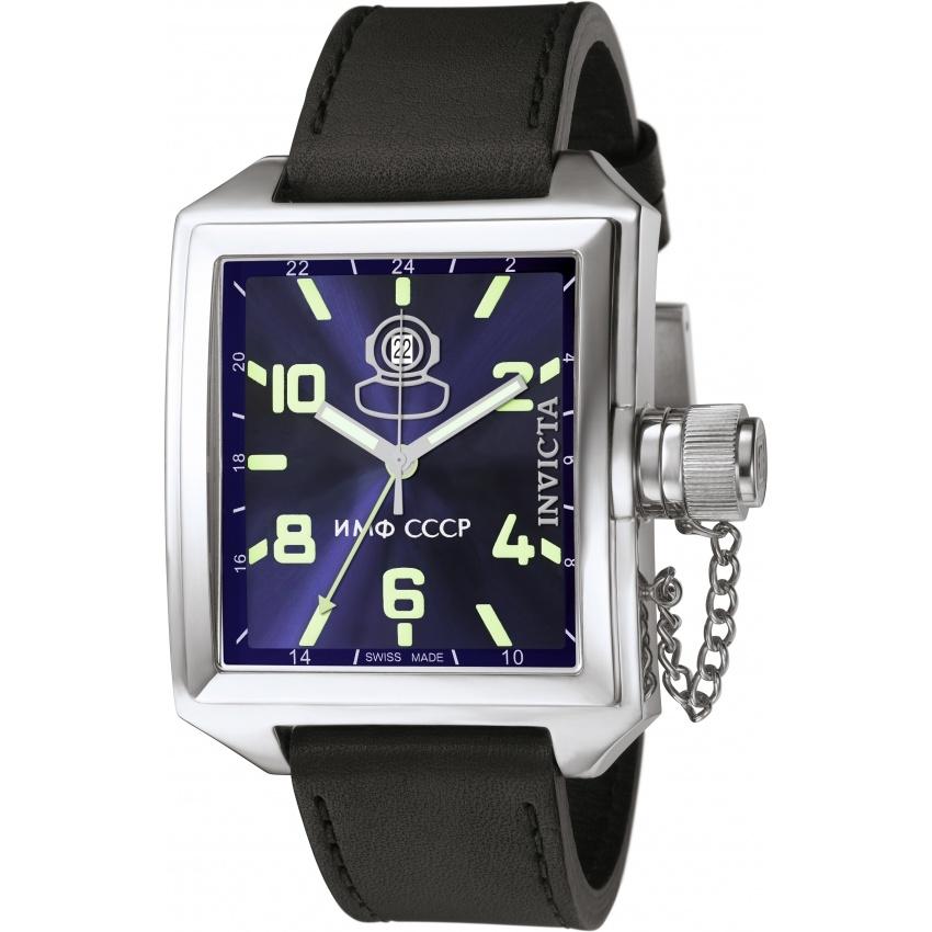 Invicta Men&#39;s 7188 Russian Diver Black Leather Watch