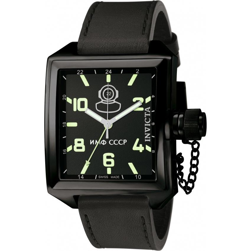 Invicta Men&#39;s 7189 Russian Diver GMT Black Leather Watch