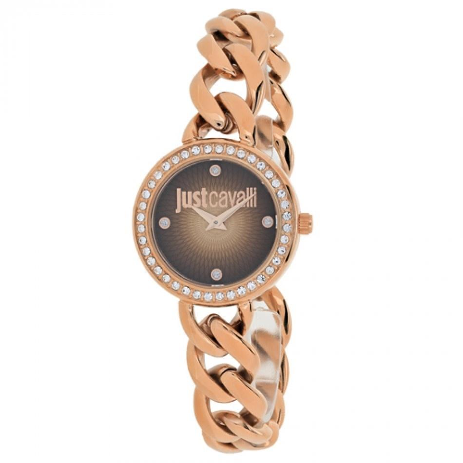 Just Cavalli Women's 7253212501 Chain Crystal Rose Gold-Tone Stainless Steel Watch