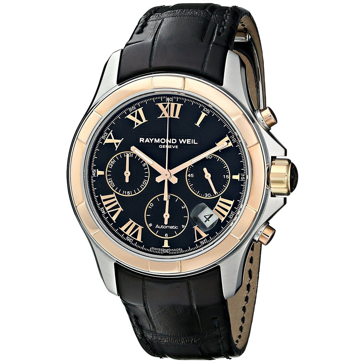 Raymond Weil Men&#39;s 7260-SC5-00208 Parsifal Automatic Chronograph Black Leather Watch
