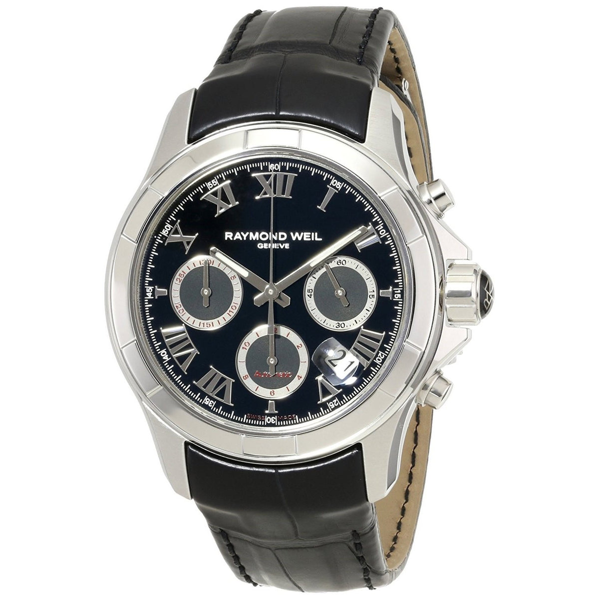Raymond Weil Men&#39;s 7260-STC-00208 Parsifal Chronograph Automatic Black Leather Watch