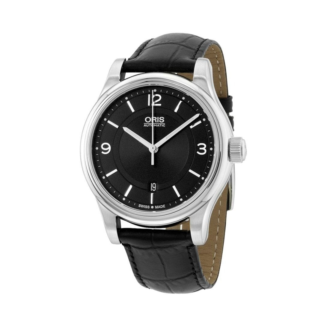 Oris Men&#39;s 73375944034LS Classic Black Leather Watch