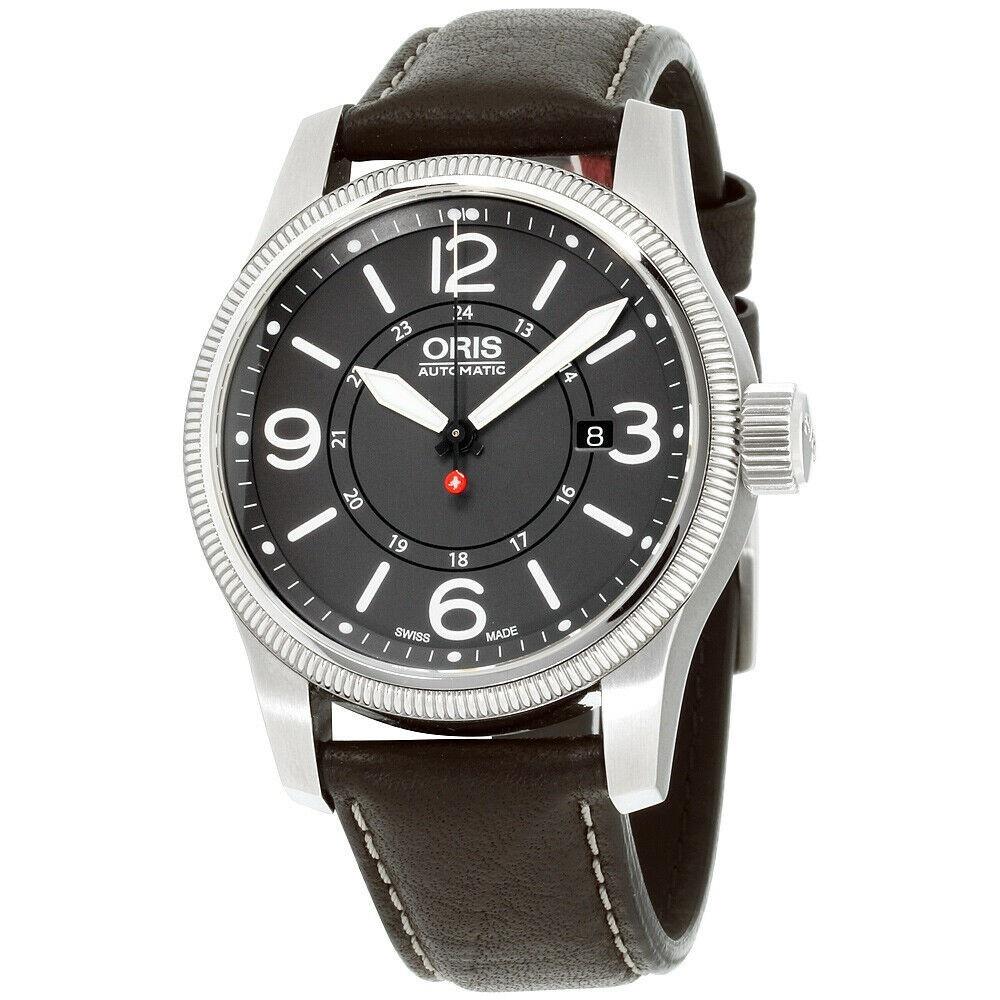 Oris Men's 73376294063LSBRN Big Crown Brown Leather Watch